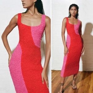 Mara Hoffman Sloan Red Pink Midi Dress - Size Large